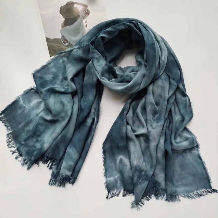 17A64  50Ethnic style rayon cotton handmade tie-dyed shawl scarf