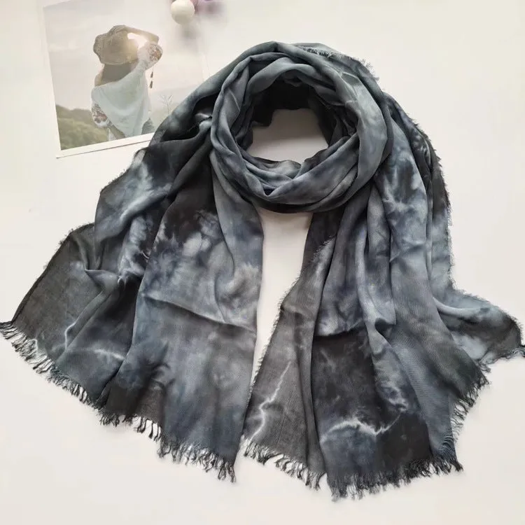 17A64  50Ethnic style rayon cotton handmade tie-dyed shawl scarf