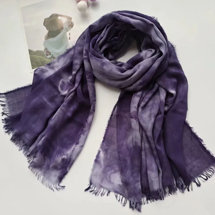 17A64  50Ethnic style rayon cotton handmade tie-dyed shawl scarf