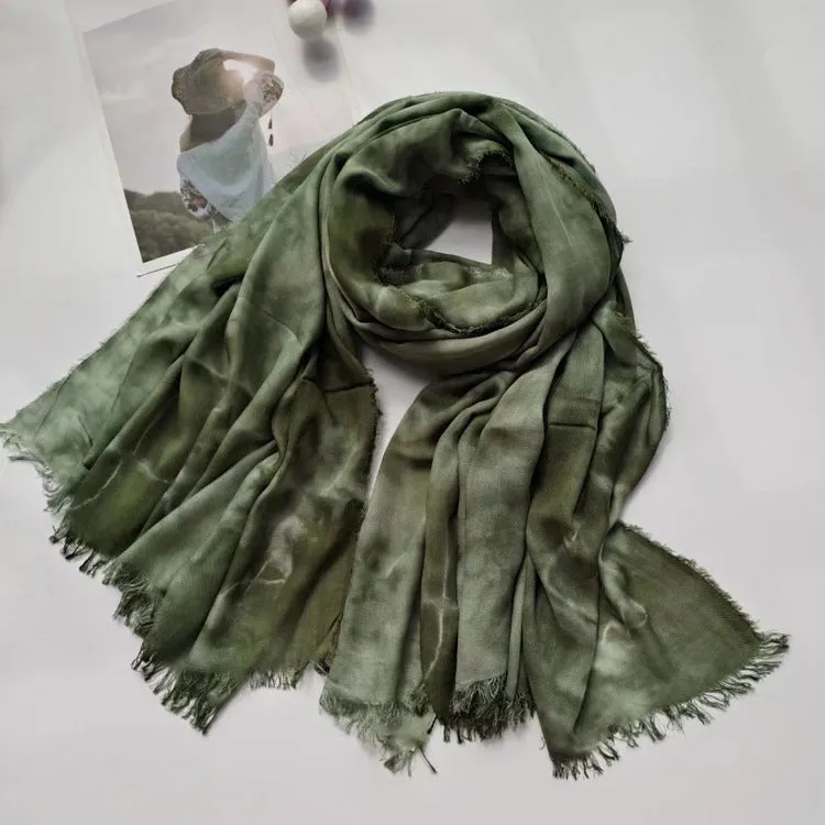17A64  50Ethnic style rayon cotton handmade tie-dyed shawl scarf