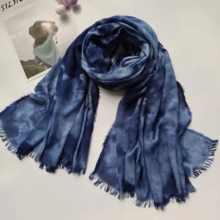 17A64  50Ethnic style rayon cotton handmade tie-dyed shawl scarf