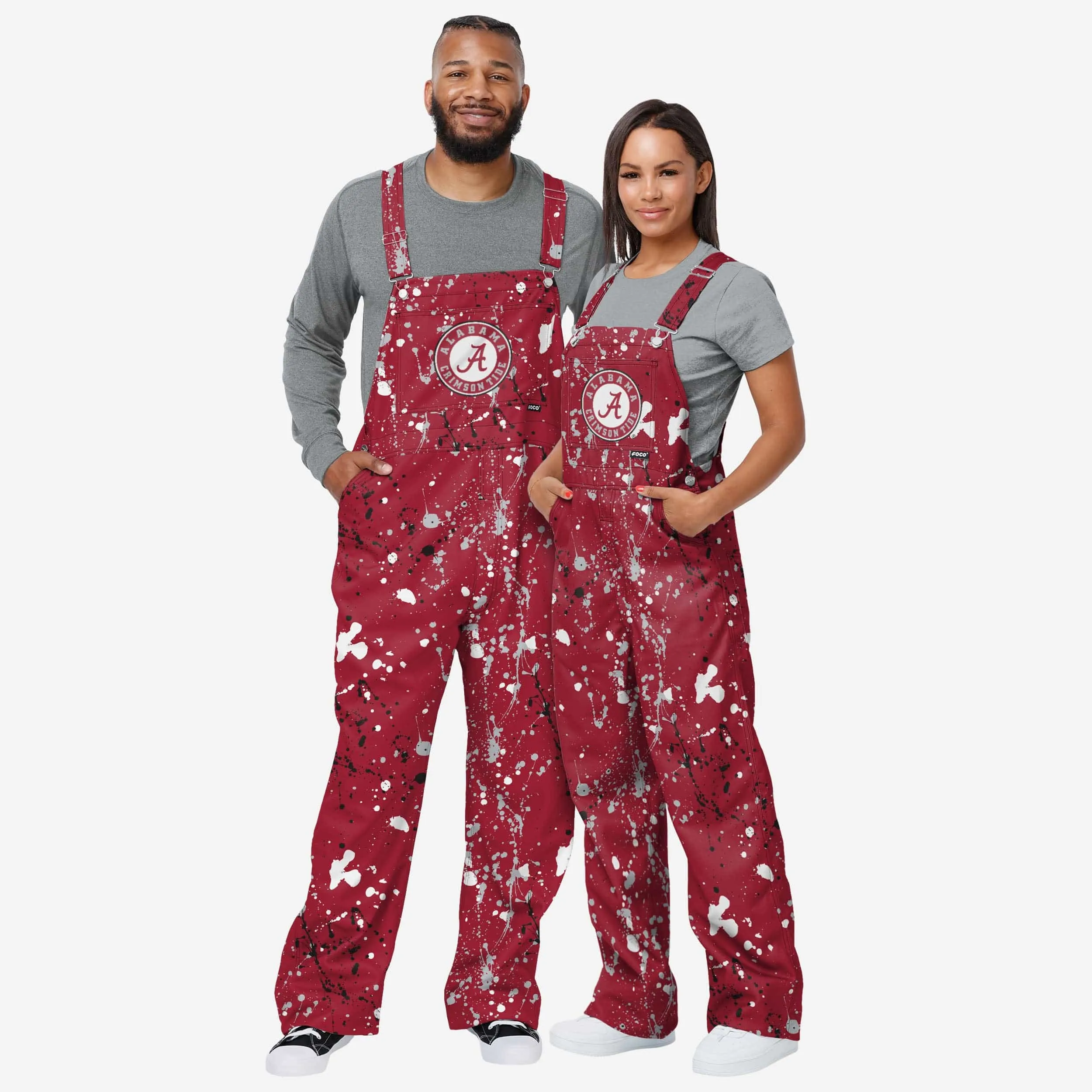 Alabama Crimson Tide Mens Paint Splatter Bib Overalls