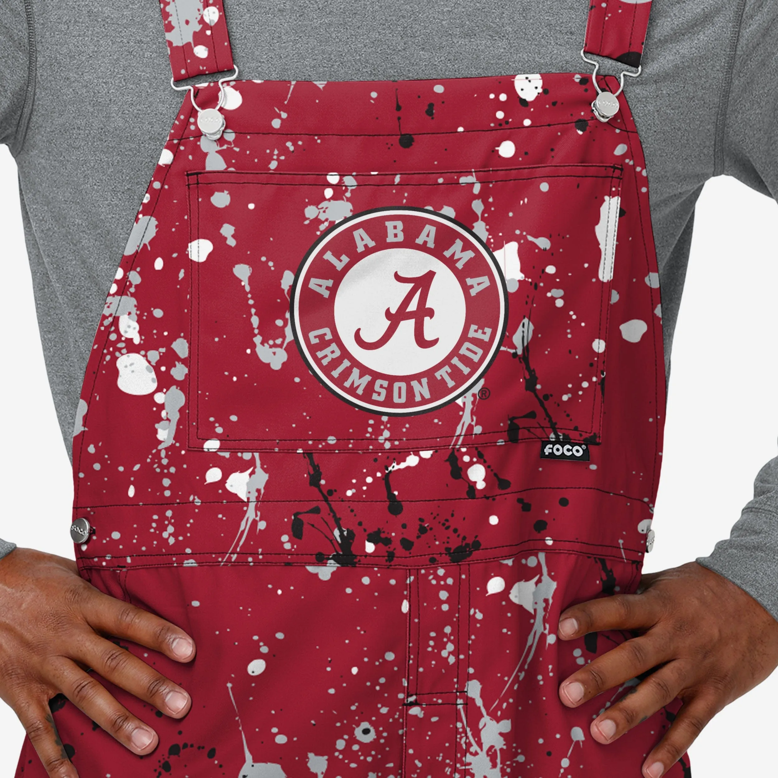 Alabama Crimson Tide Mens Paint Splatter Bib Overalls