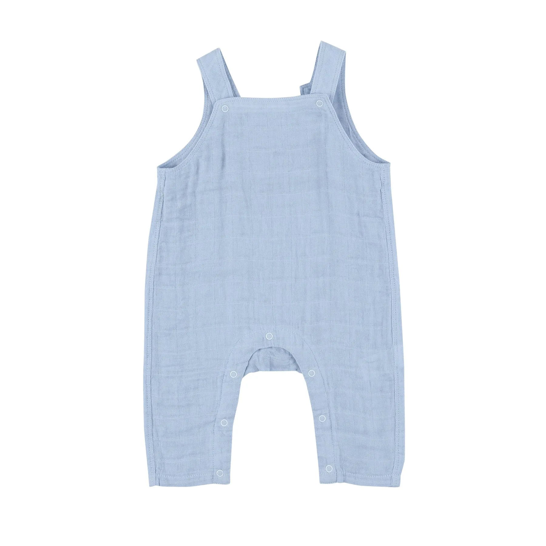 Angel Dear Dusty Blue Solid Muslin Overalls