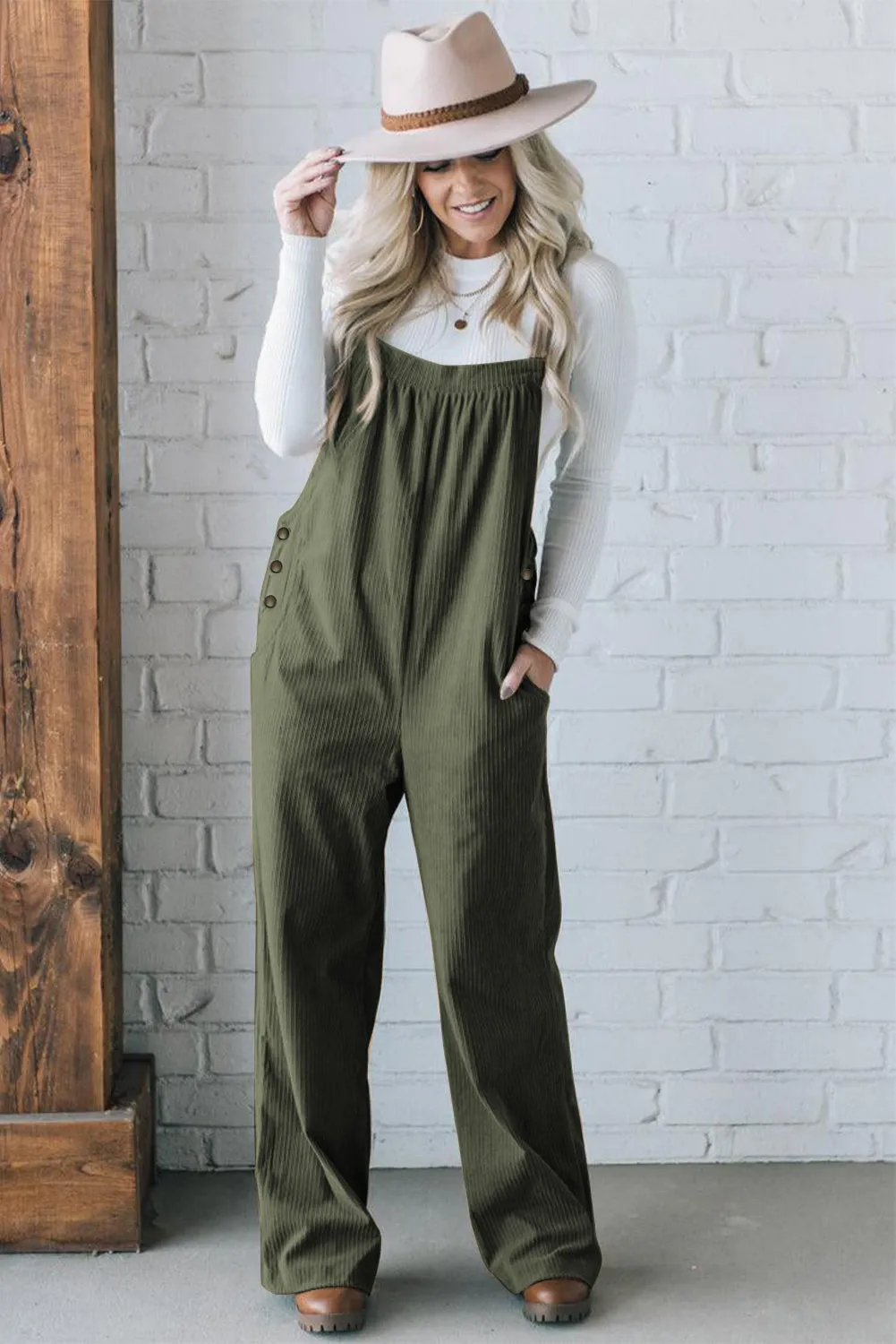 Army Green Corduroy Overall