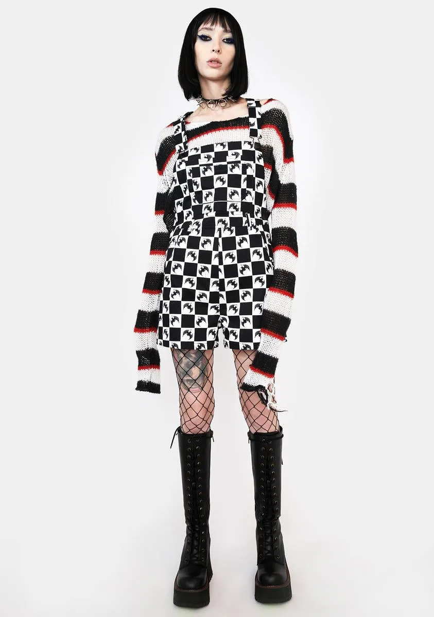 Bat Checkered Goth Overalls