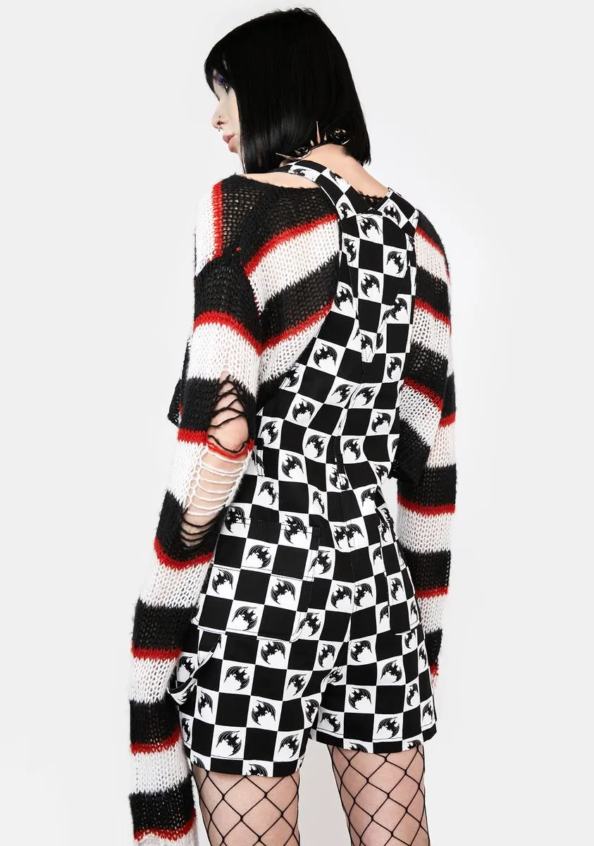 Bat Checkered Goth Overalls