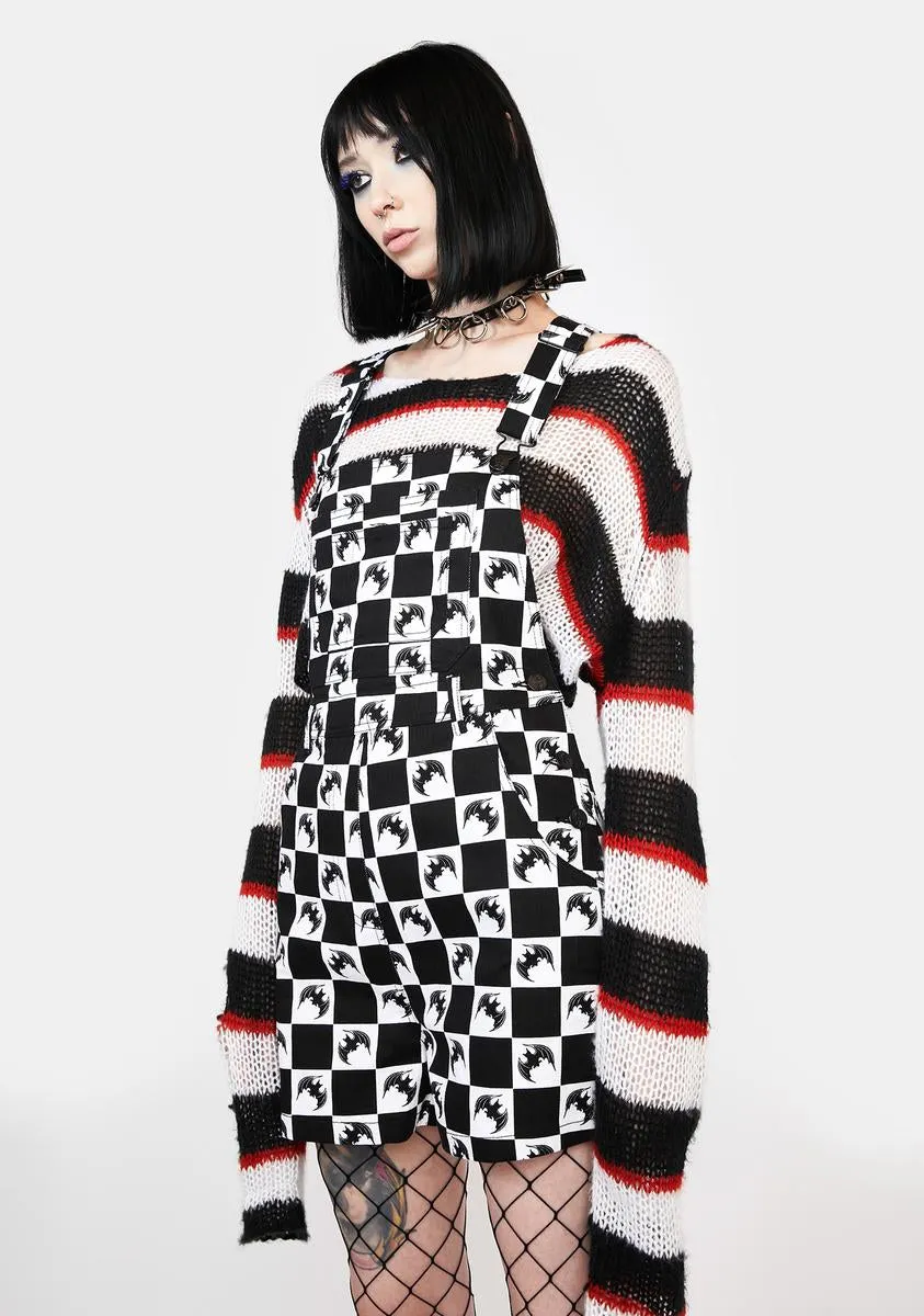 Bat Checkered Goth Overalls