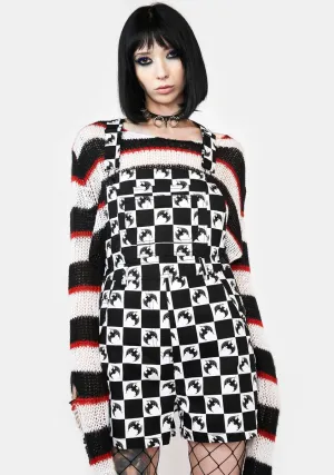 Bat Checkered Goth Overalls