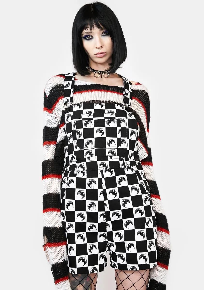 Bat Checkered Goth Overalls