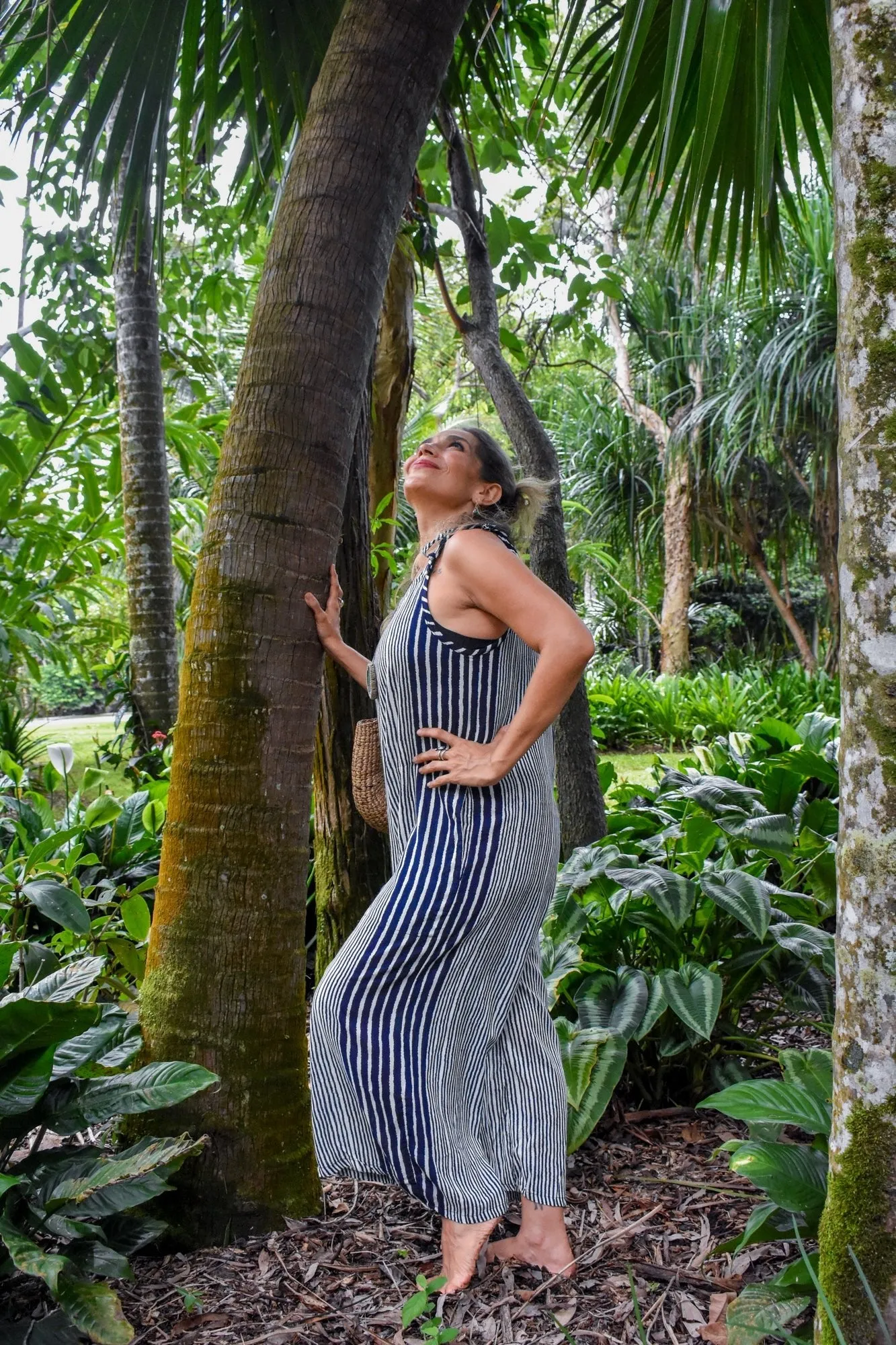 Calm Overall Pantsuit - Stripe Navy