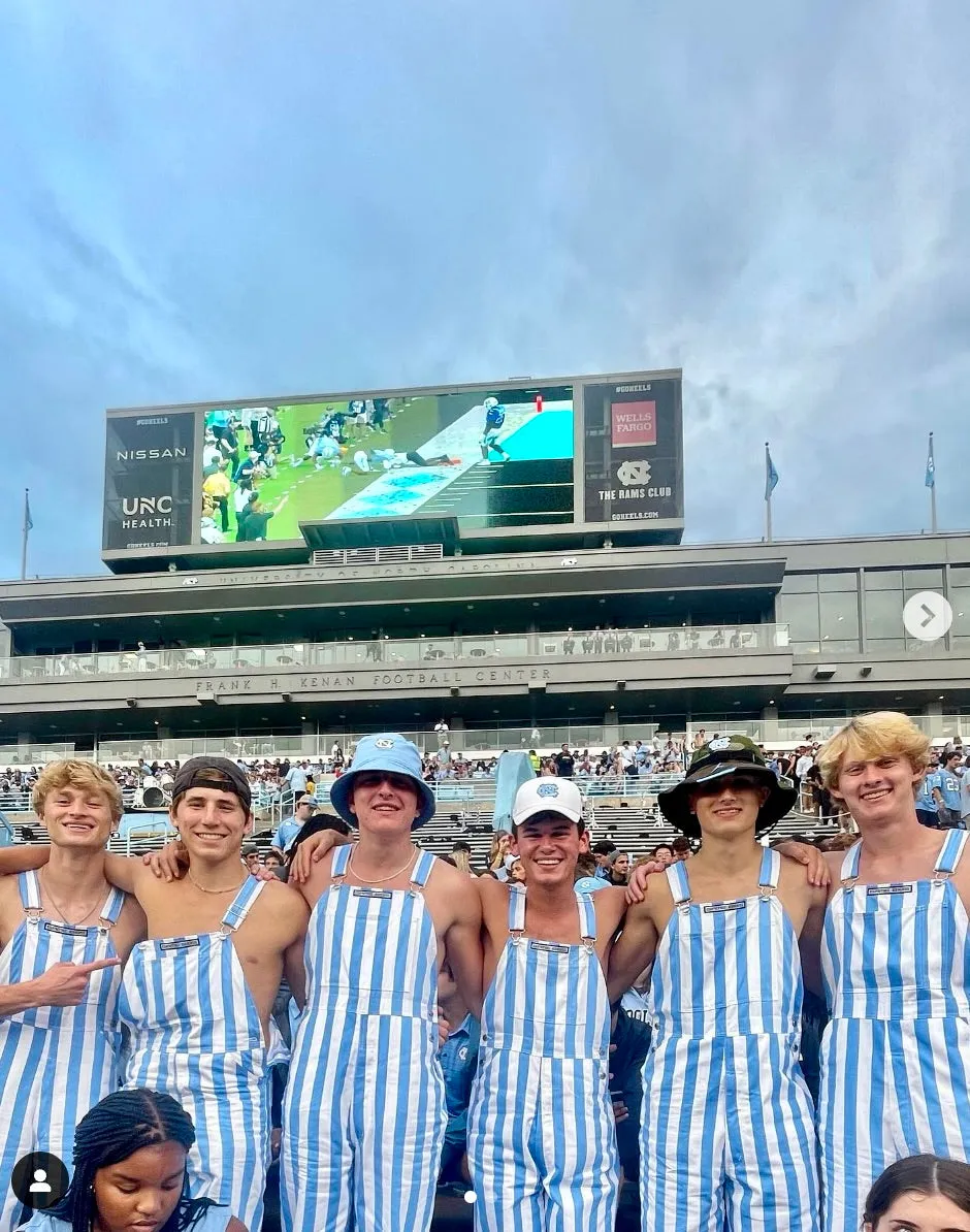 Carolina Blue and White Striped Overalls Game Day Bibs Striped