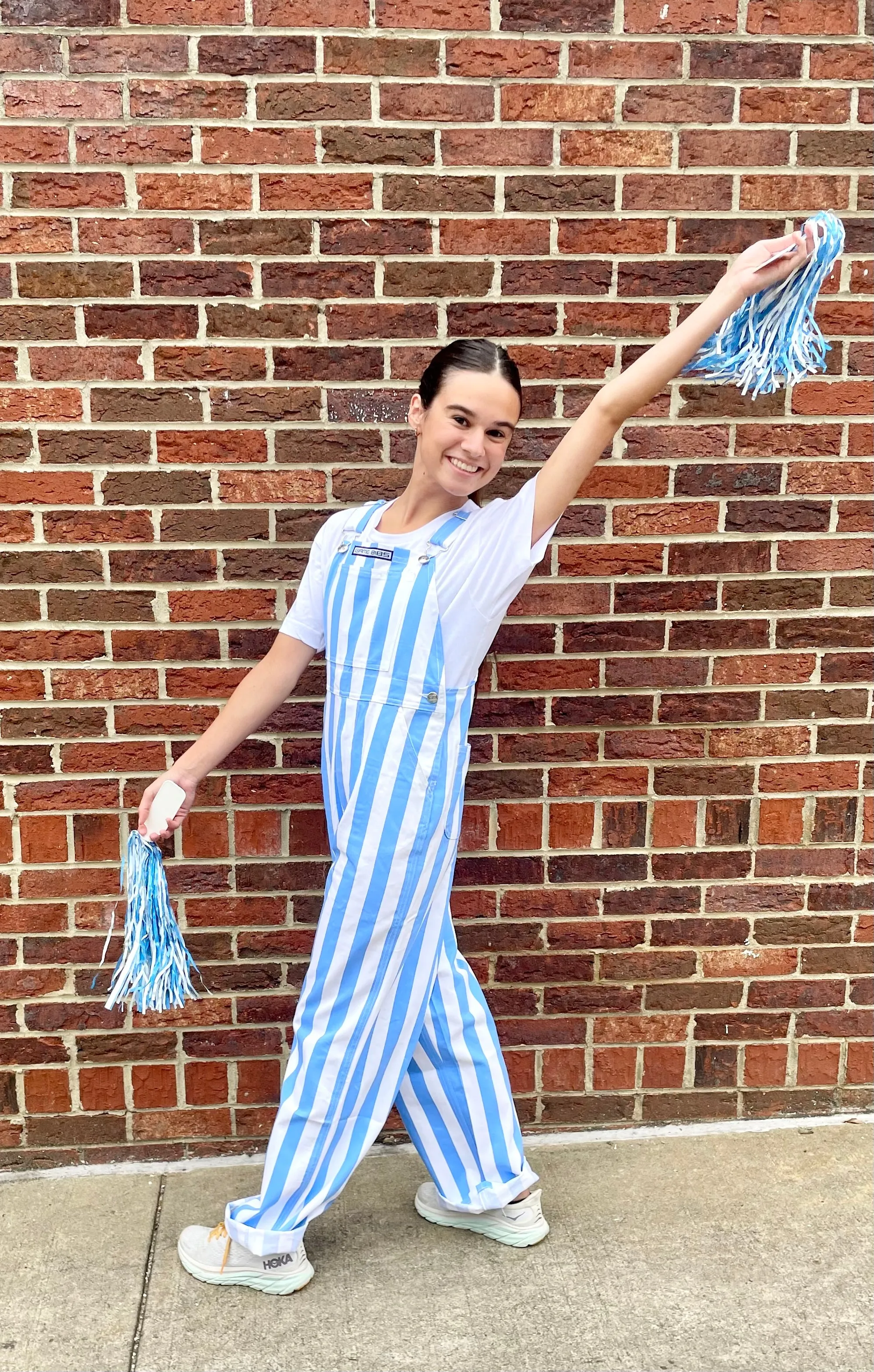 Carolina Blue and White Striped Overalls Game Day Bibs Striped