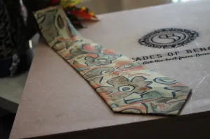 Chic Light Brown and Black Men's Neck Tie in Pure Banarasi Silk