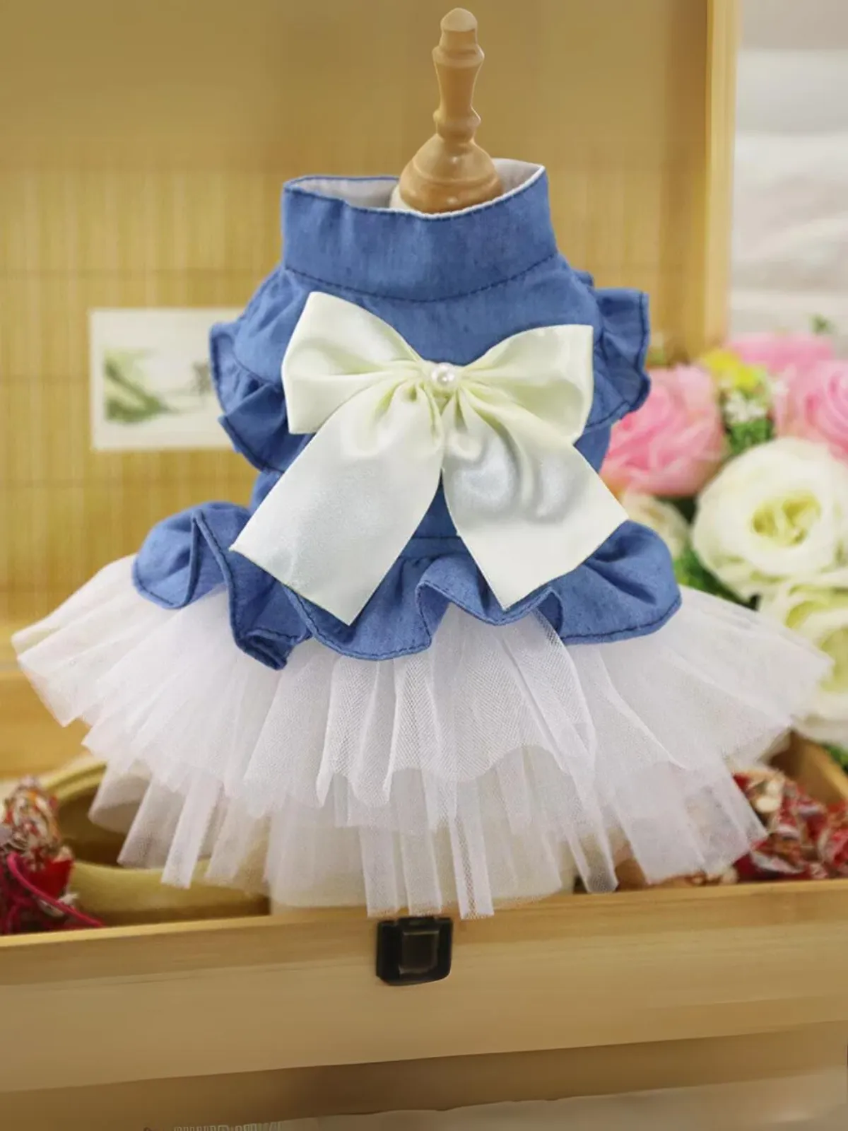 Chic Tutu Summer Denim Dress for Dogs