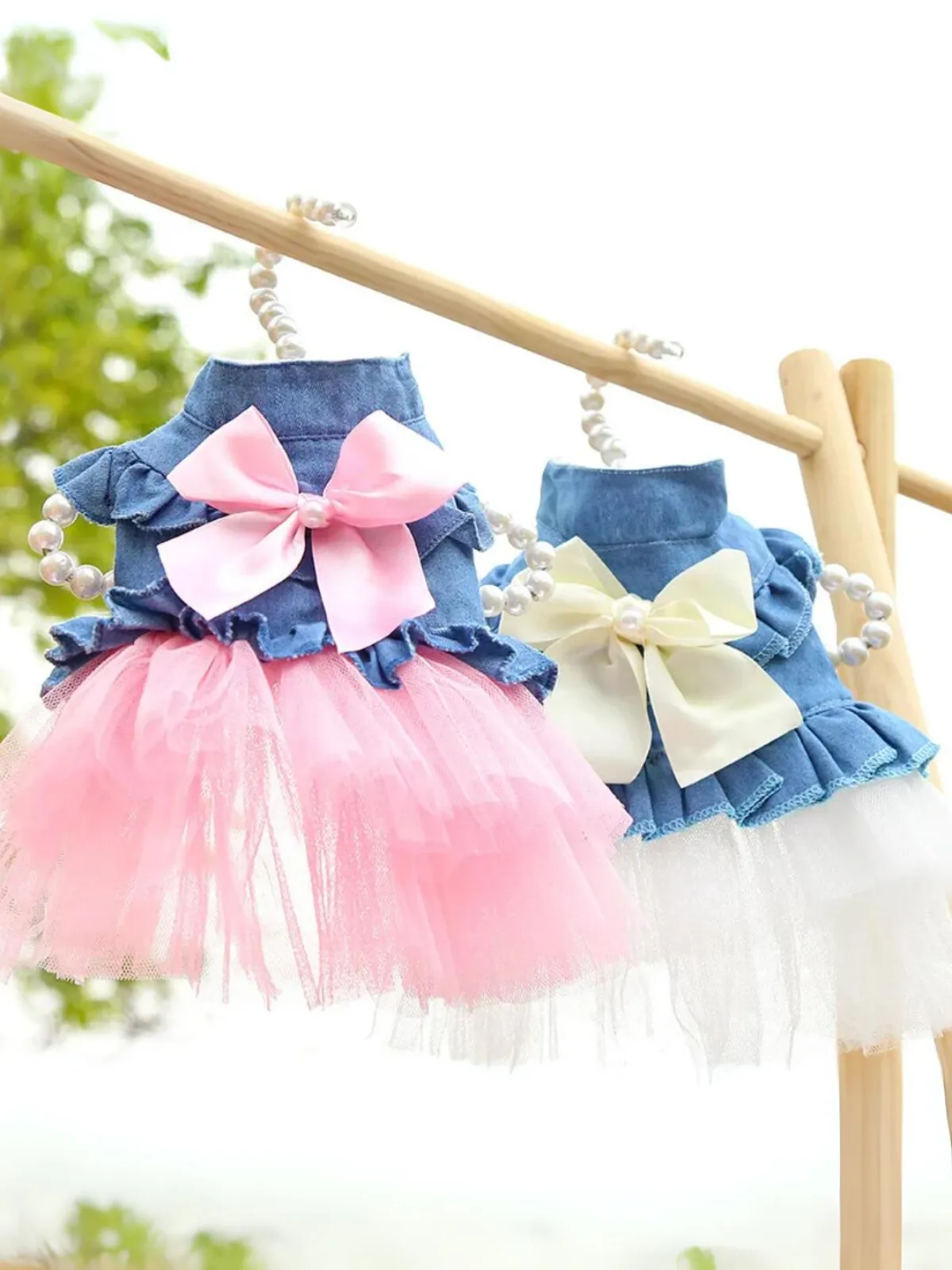 Chic Tutu Summer Denim Dress for Dogs