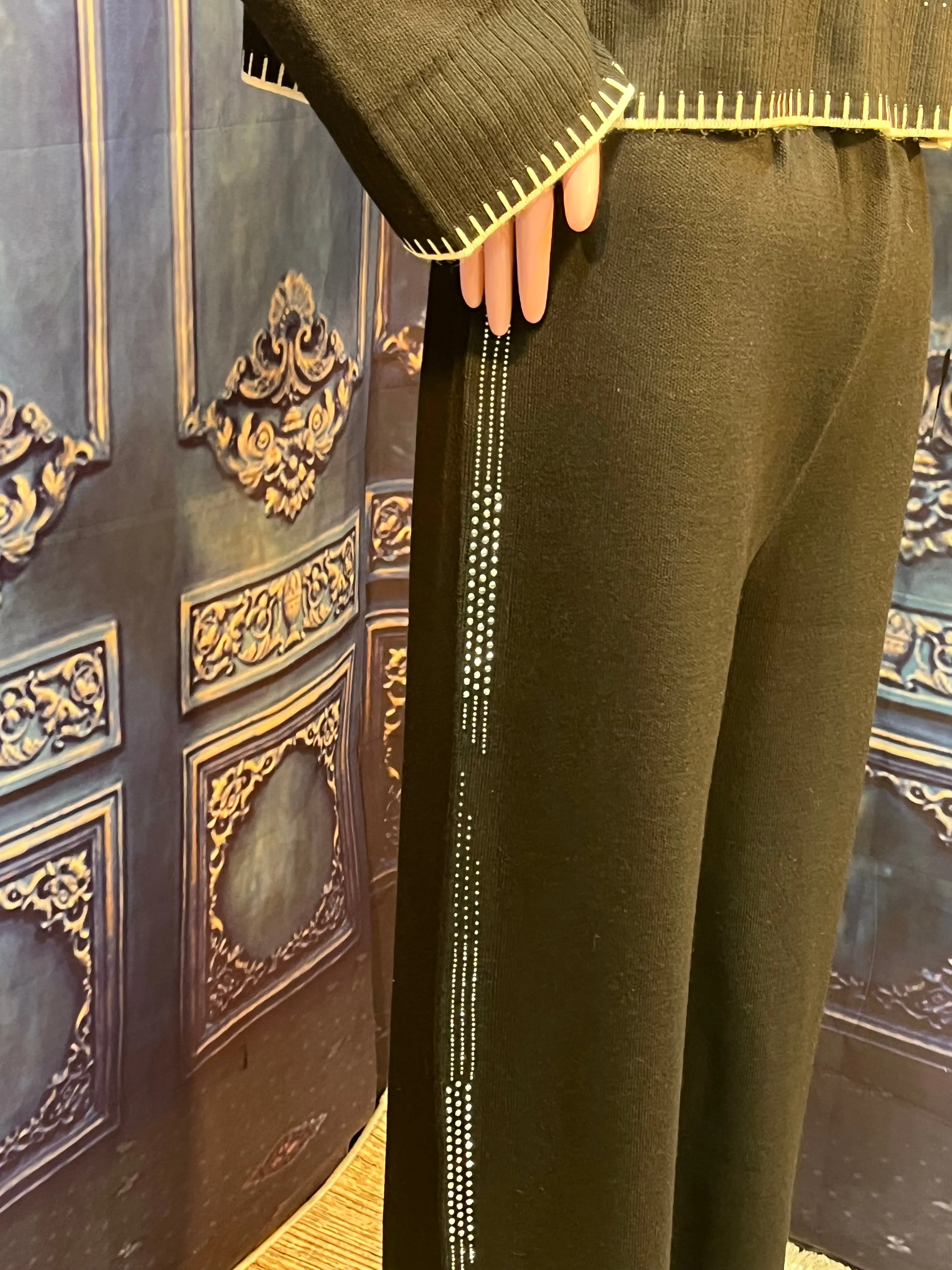 Dazzling with Rhinestones Knitted Tracksuit. Stylish & Unique 2 Piece Set