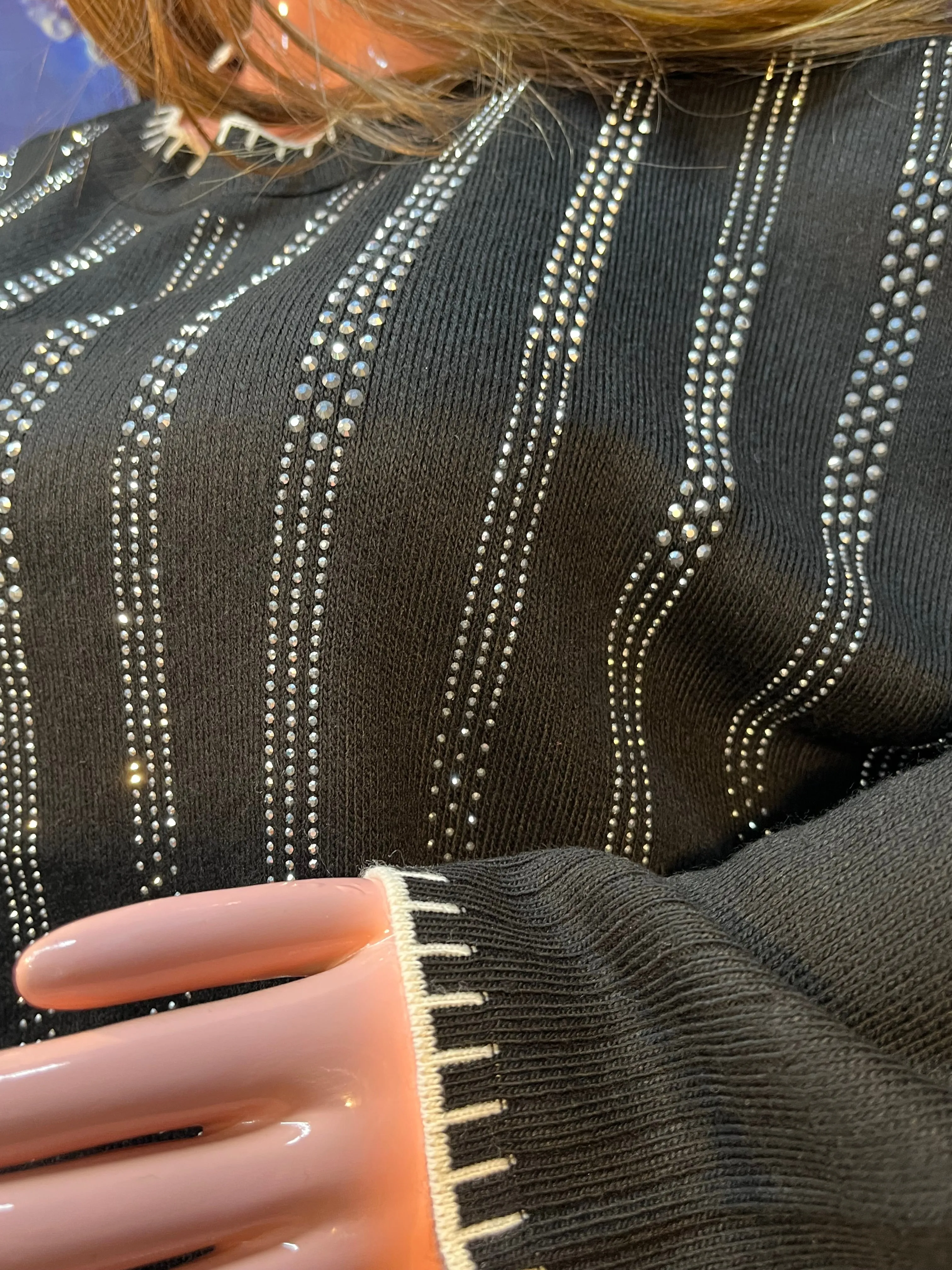 Dazzling with Rhinestones Knitted Tracksuit. Stylish & Unique 2 Piece Set