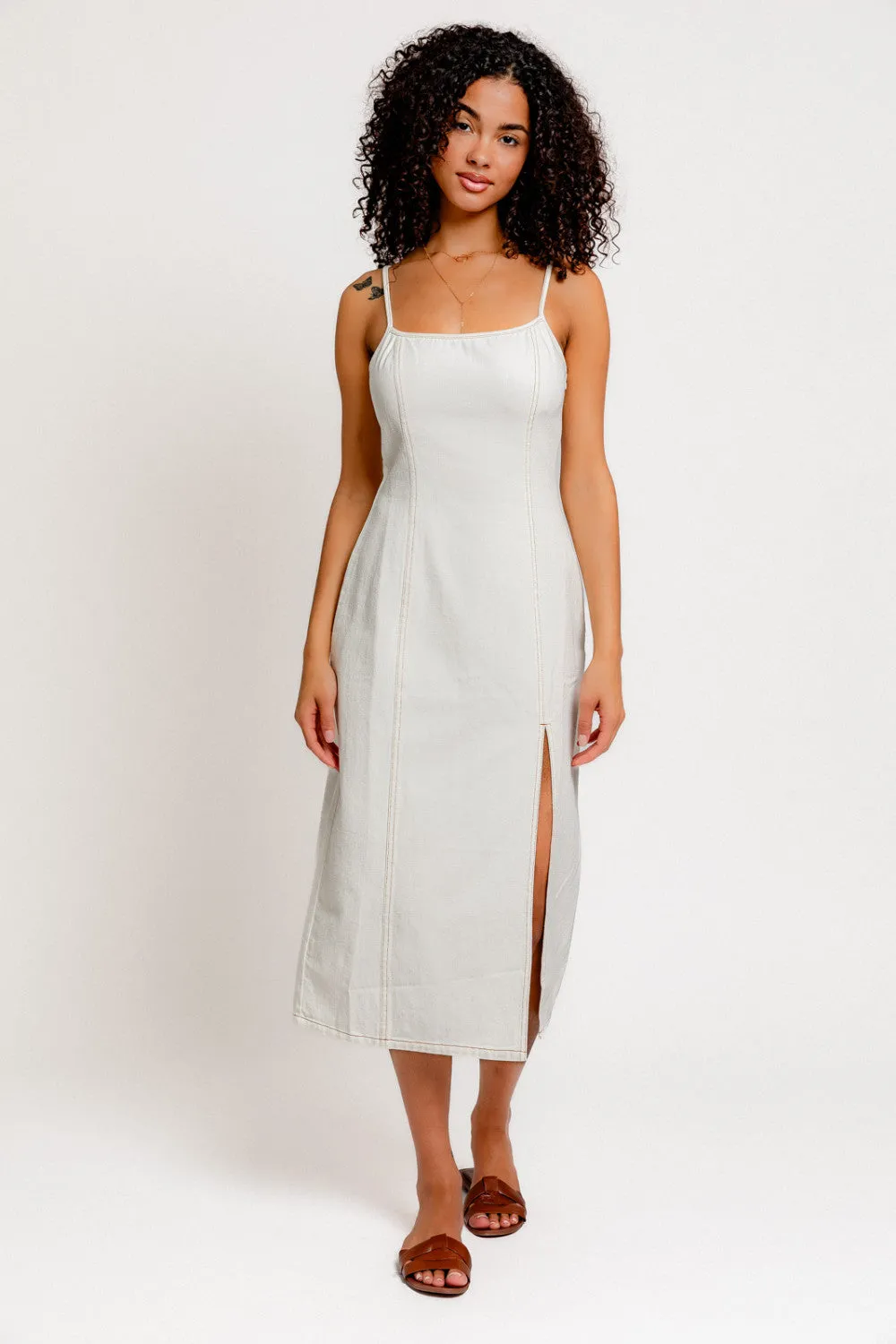 denim doll midi dress