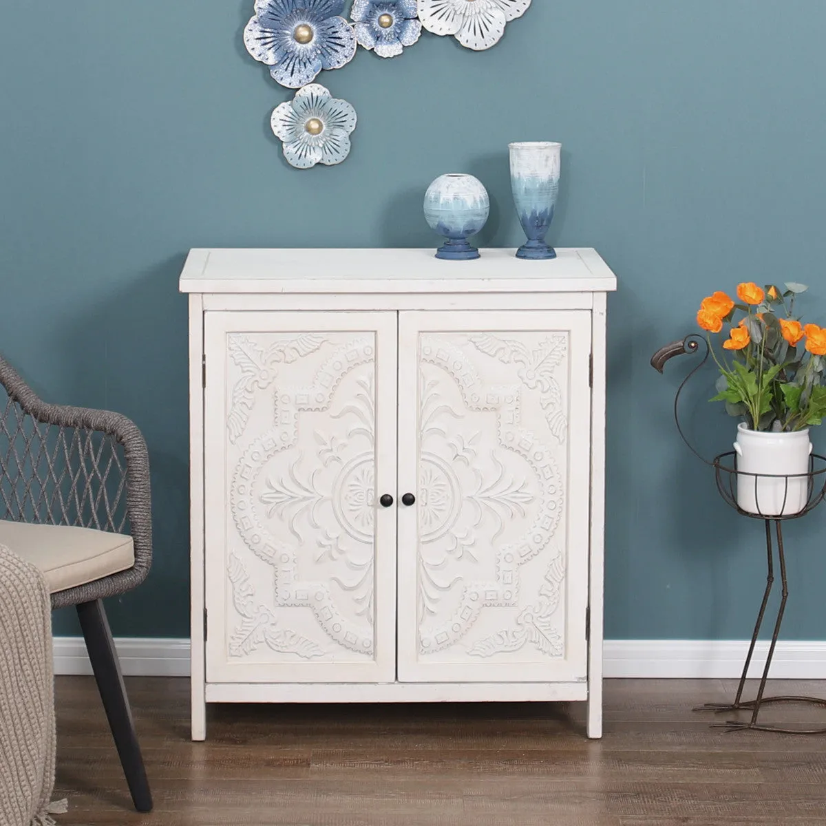 Distressed Embossed  Entryway Cabinet-MFSTUDIO