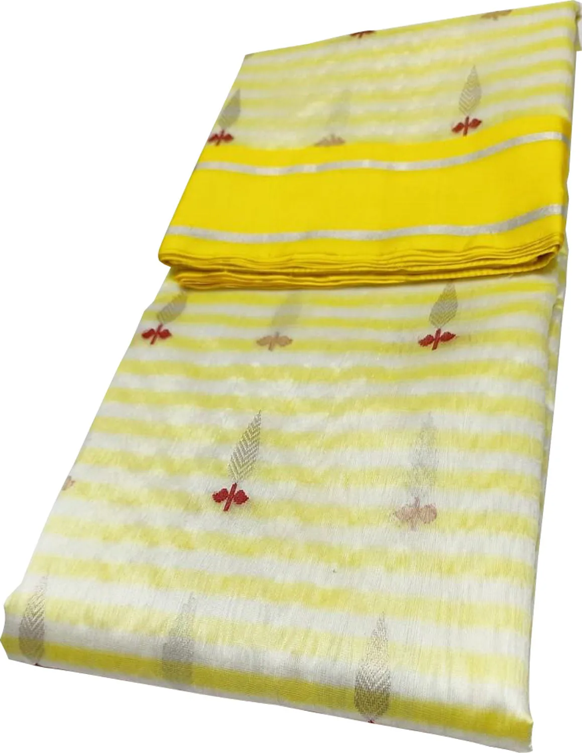 Elegant Off White Chanderi Handloom Pure Silk Saree