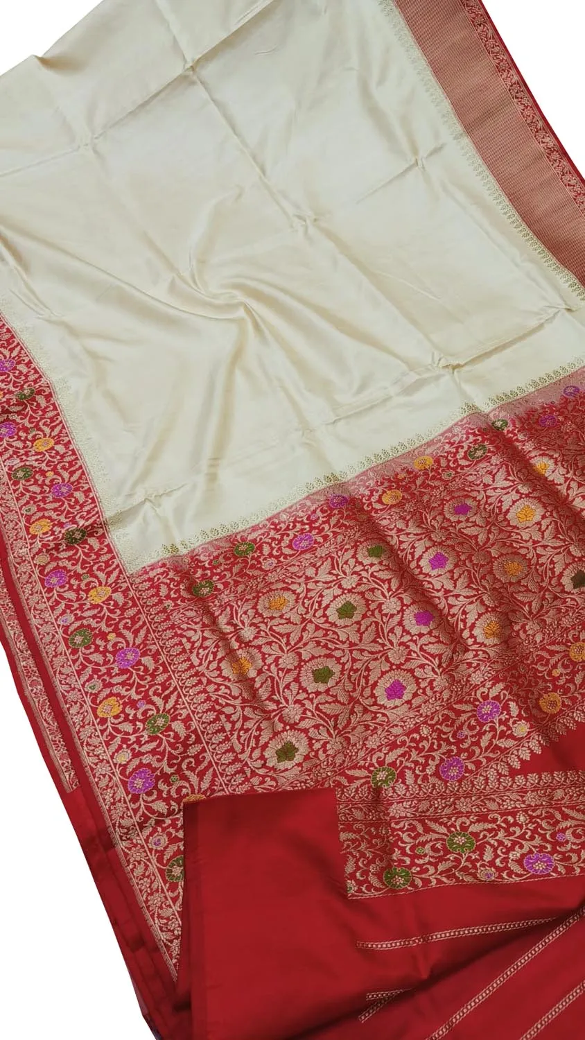 Elegant Off White Handloom Banarasi Silk Saree