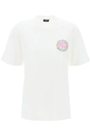 ETRO floral pegasus embroidered t-shirt