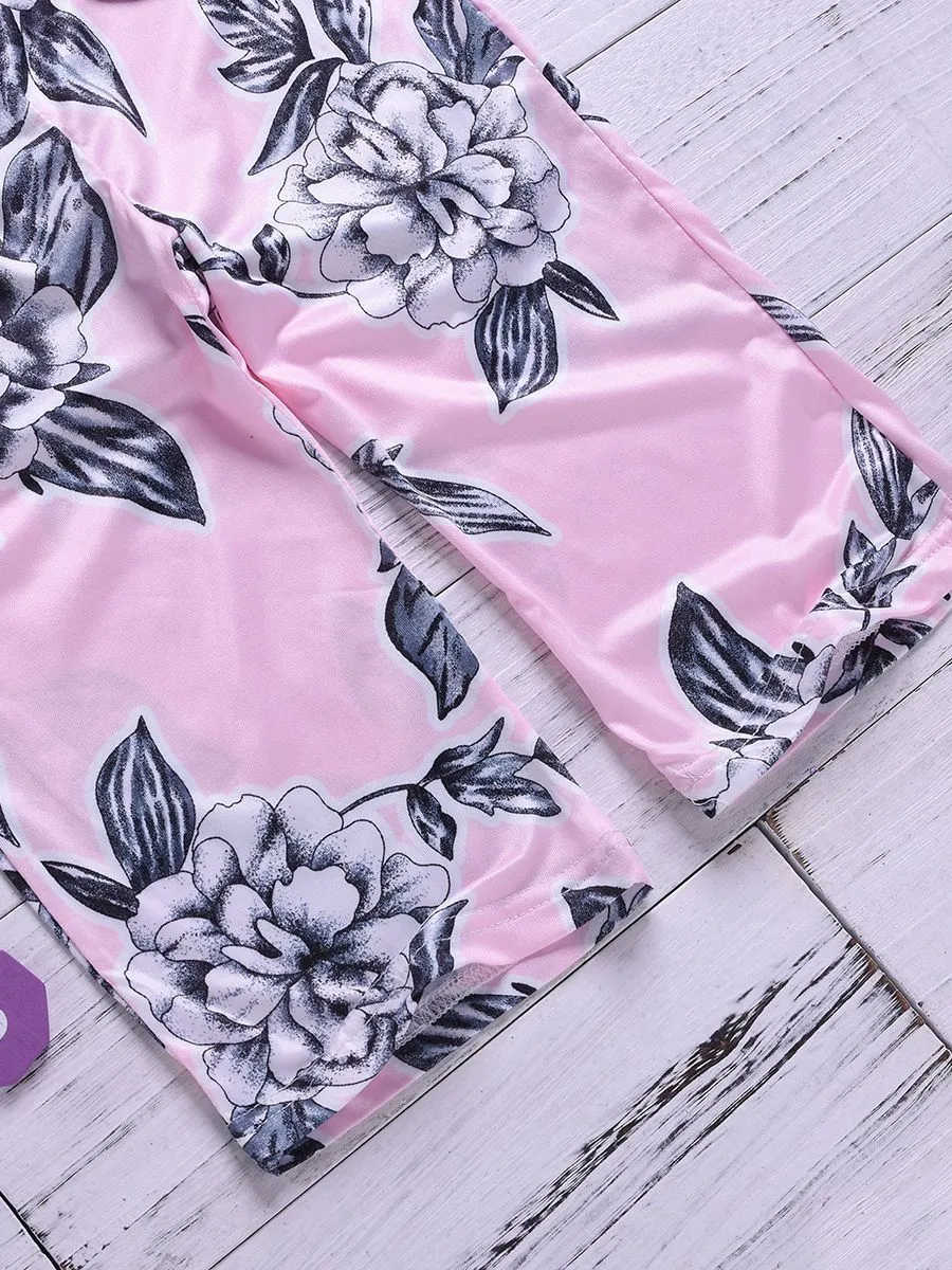 Fashion Flower Jumpsuit One Shoulder Overalls for Toddler Little Girl
