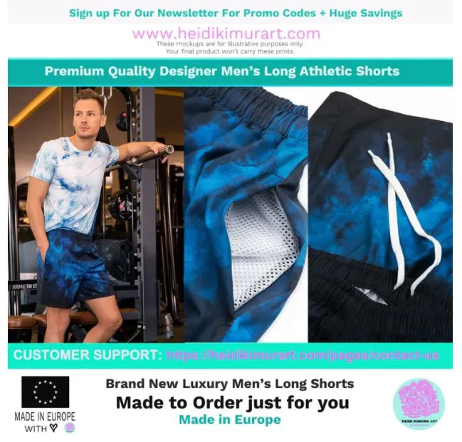Green Sunflower Men's Shorts, Floral Sunflower Print Premium Athletic Long Running Basketball Style Shorts For Men- Made in Europe