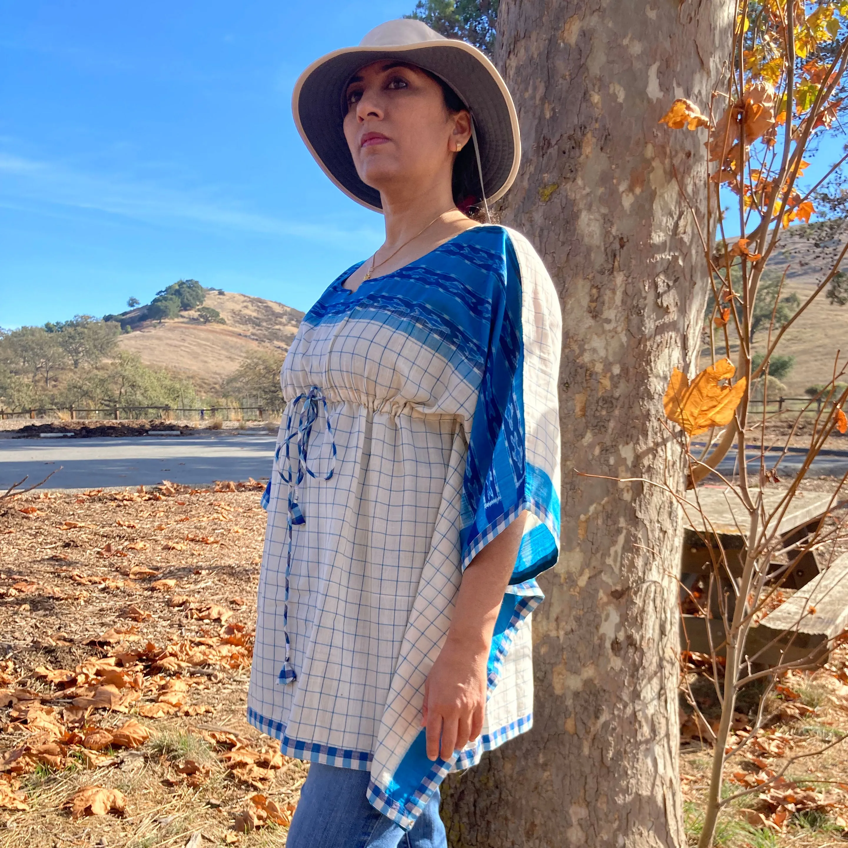 Jaal Ikat Kaftan Top-Freesize