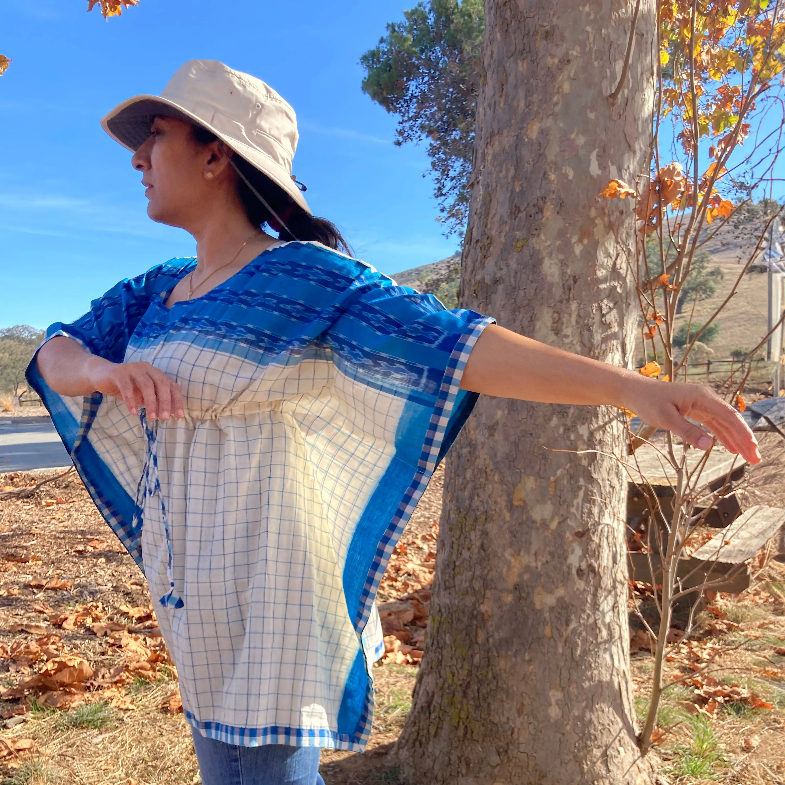 Jaal Ikat Kaftan Top-Freesize