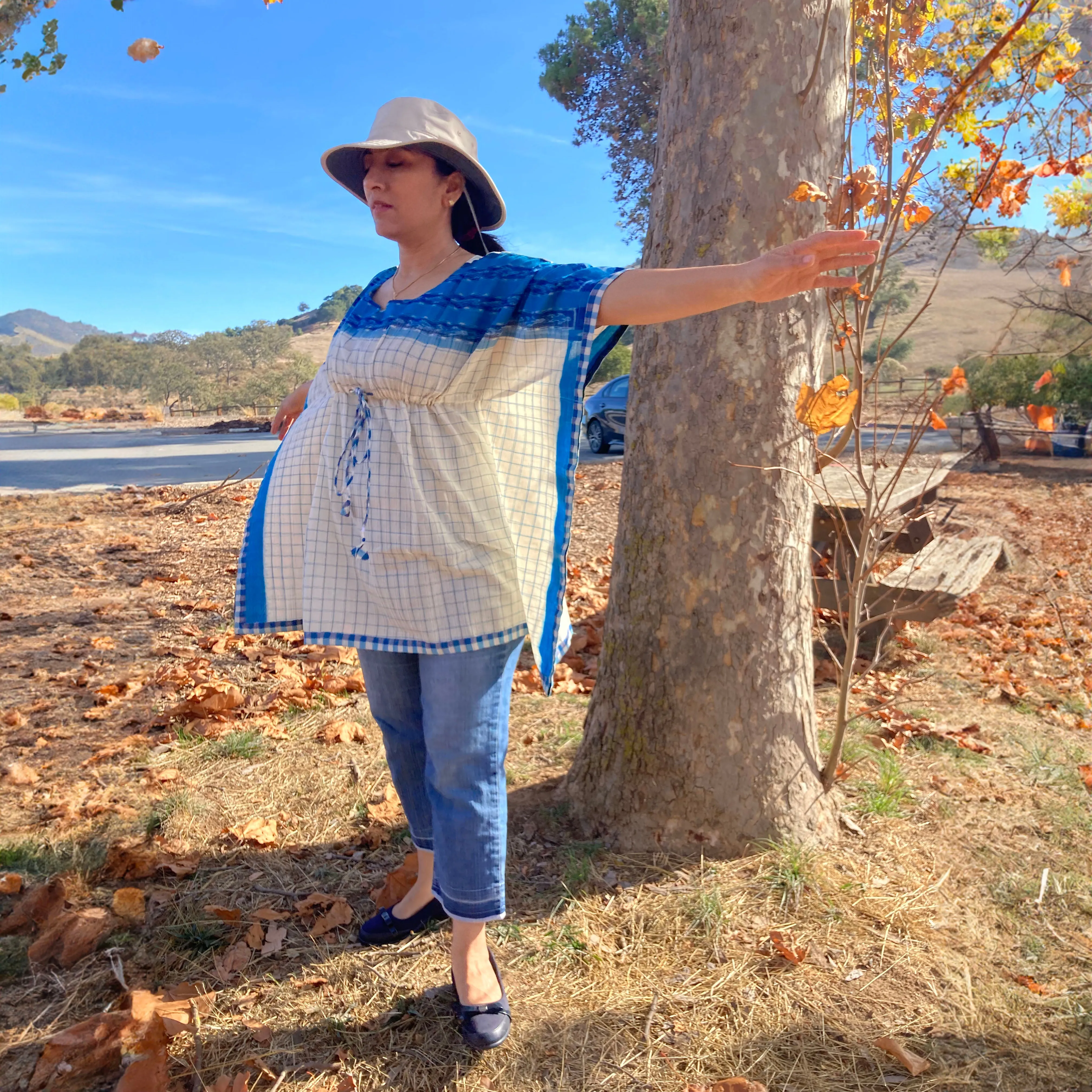 Jaal Ikat Kaftan Top-Freesize