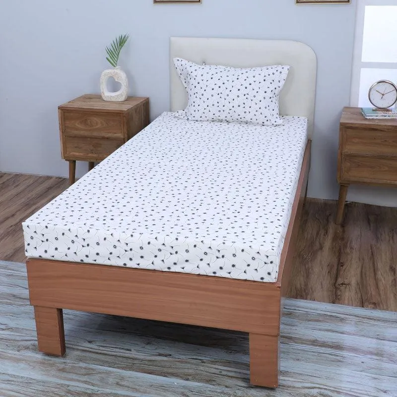 Luciana Floral Printed Bedsheet - Blue