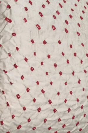 Luxurious Off White Bandhani Gajji Silk Fabric ( 6 Mtr )