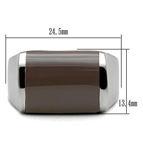Mens Brown Stainless Steel Epoxy Rings Style Tk327