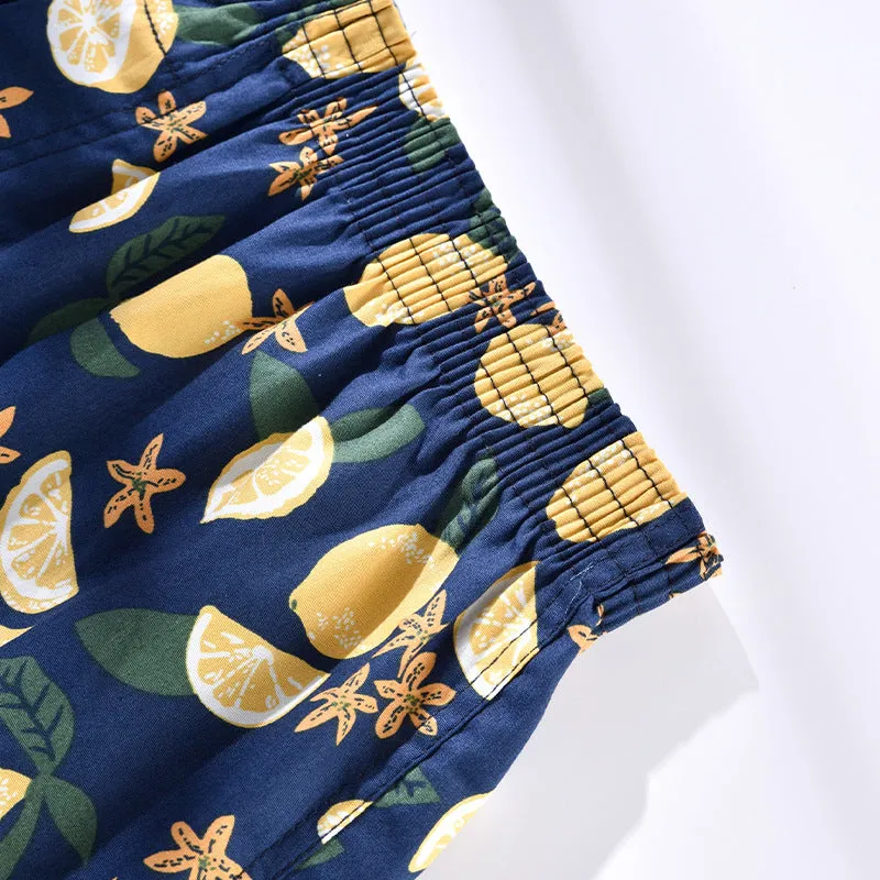 Men's Casual Arrow Pants Woven Printed Cotton Plaid Loose Breathable Boxer Briefs