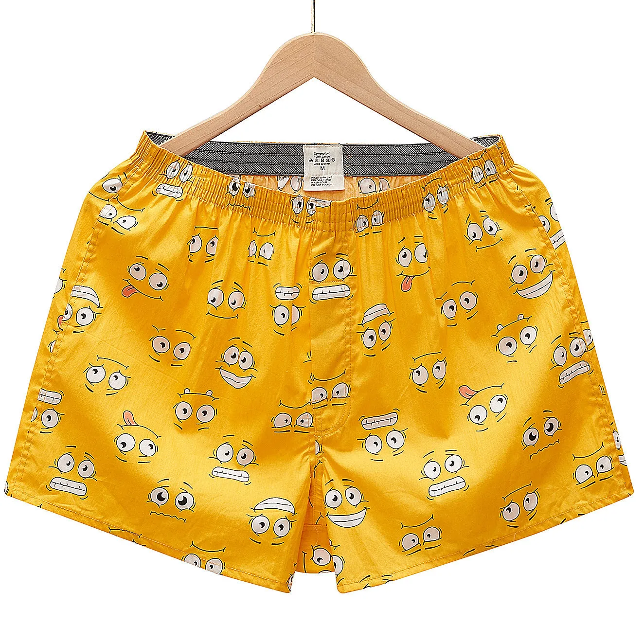 Men's Casual Arrow Pants Woven Printed Cotton Plaid Loose Breathable Boxer Briefs
