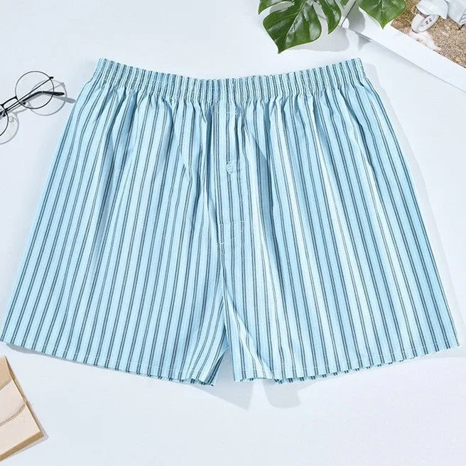 Men's Casual Arrow Pants Woven Printed Cotton Plaid Loose Breathable Boxer Briefs