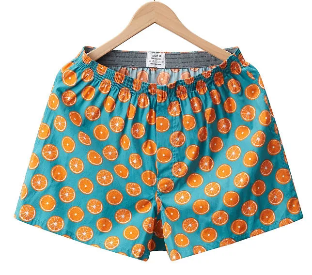 Men's Casual Arrow Pants Woven Printed Cotton Plaid Loose Breathable Boxer Briefs