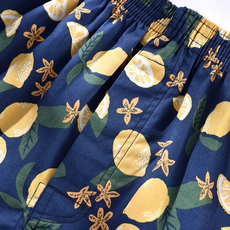 Men's Casual Arrow Pants Woven Printed Cotton Plaid Loose Breathable Boxer Briefs