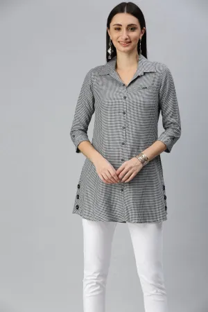 Mercury Checked Checks Indigo Top