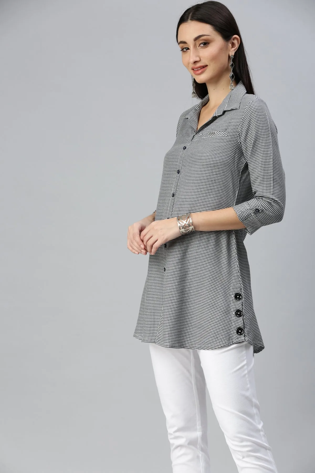 Mercury Checked Checks Indigo Top