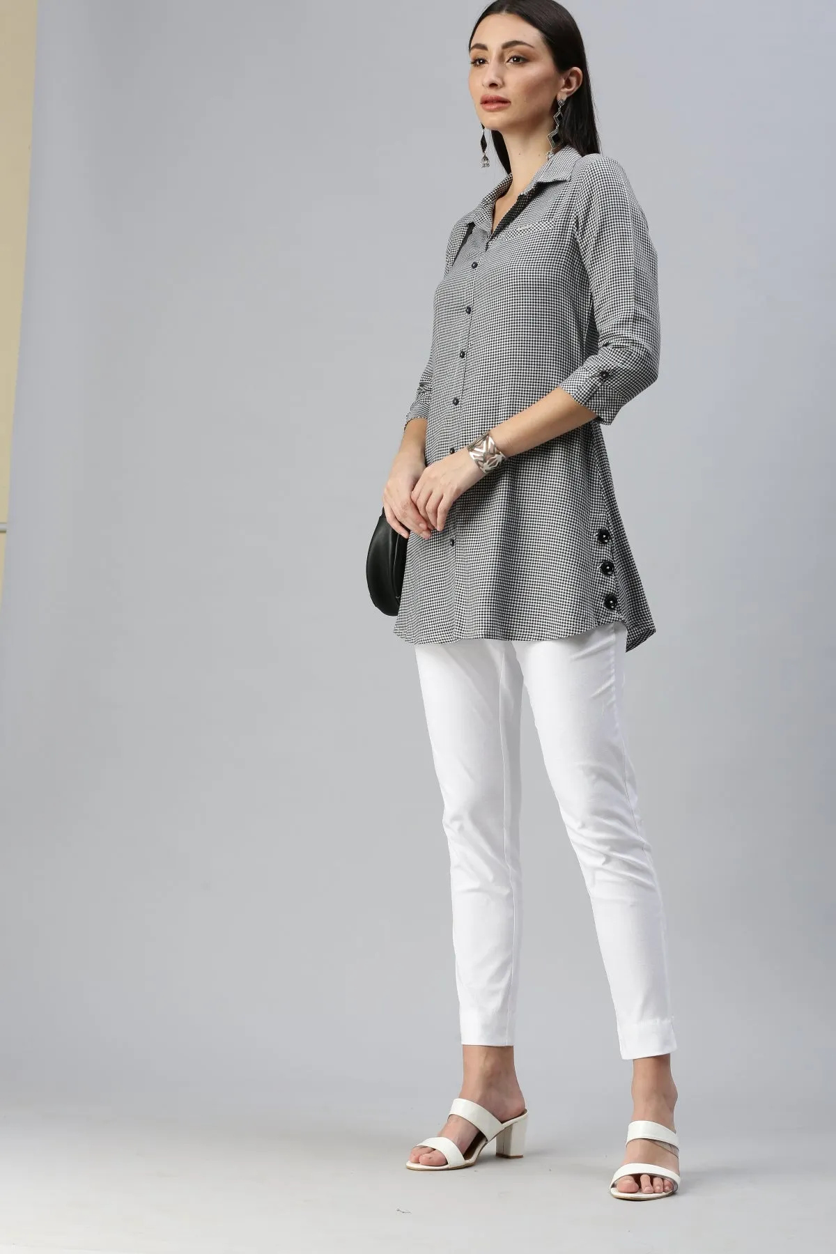 Mercury Checked Checks Indigo Top