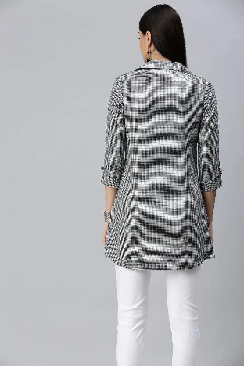 Mercury Checked Checks Indigo Top