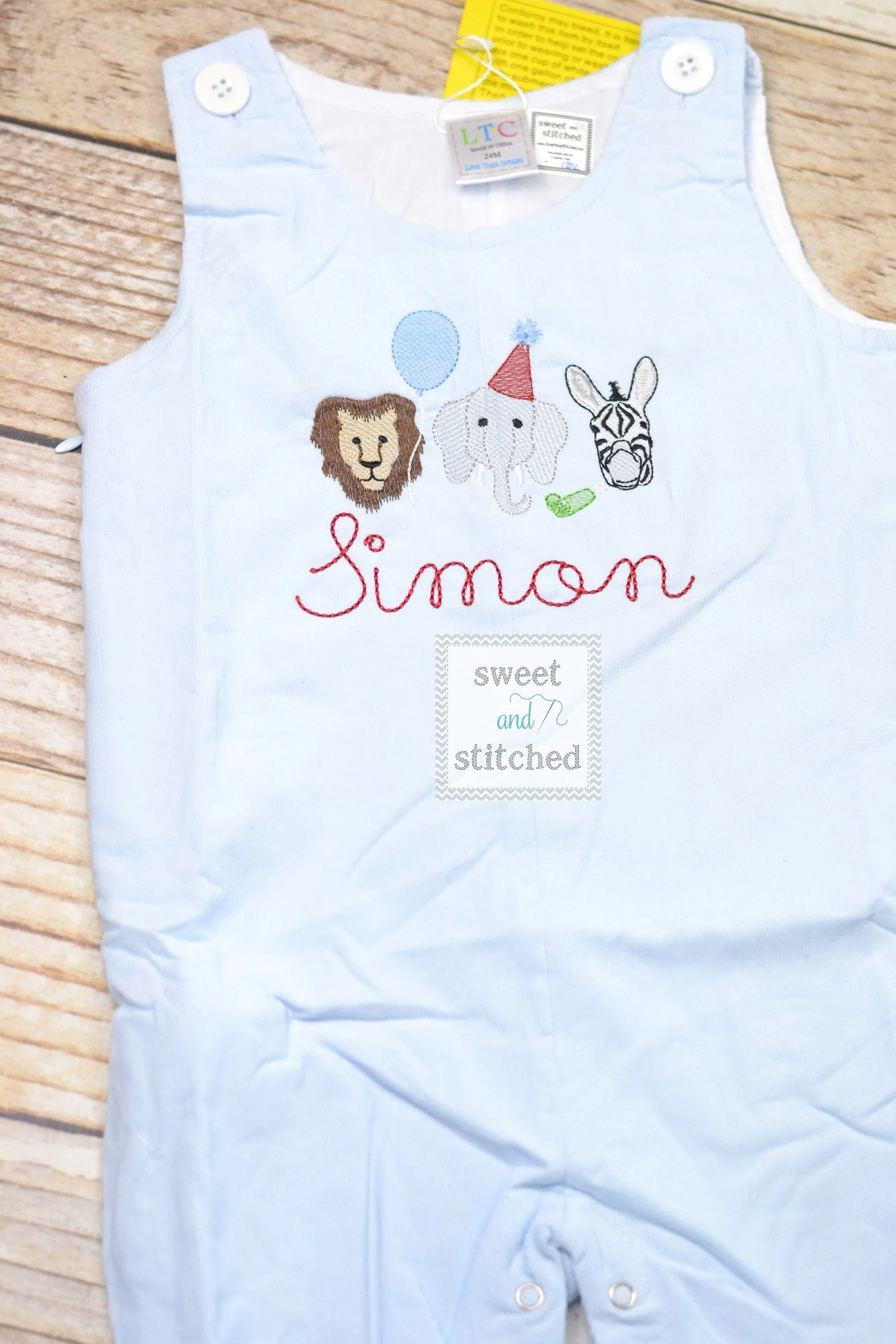 Monogrammed baby boy Birthday overalls with zoo animals, party animal birthday outfit, zoo themed cake smash outfit, zoo birthday outfit