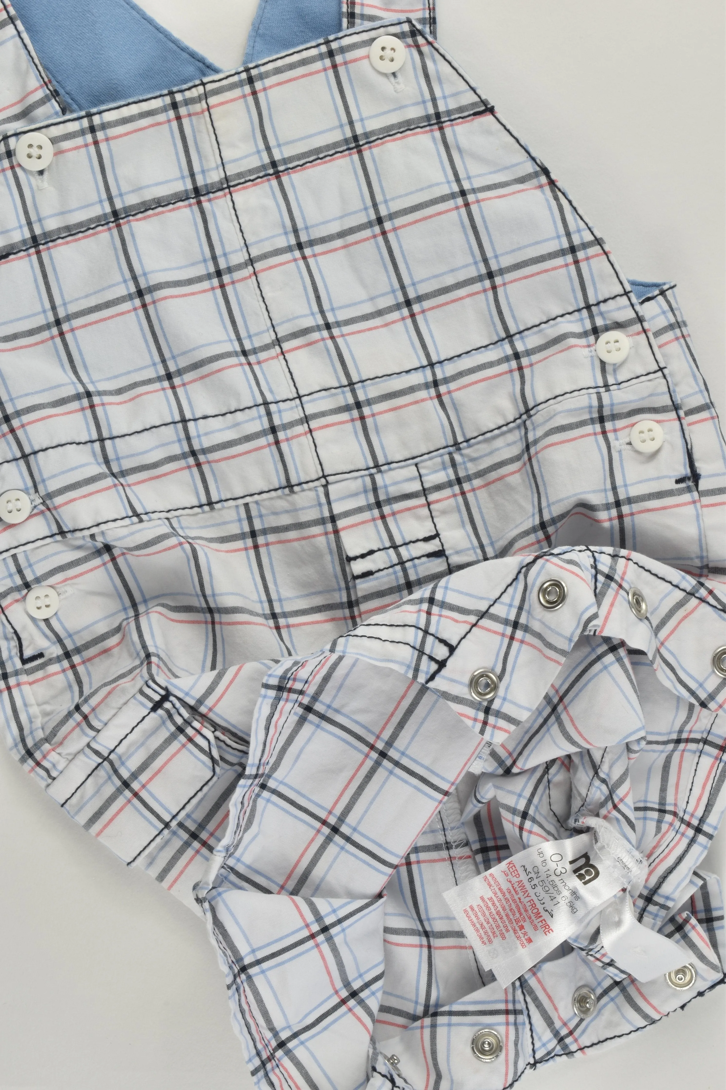 Mothercare Size 000 (0-3 months) Lightweight Checked Short Overalls