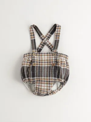Nanos Checked Seersucker Romper Overalls
