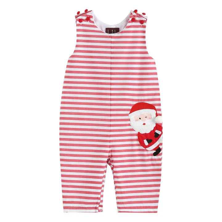 Red and White Striped Santa Overalls