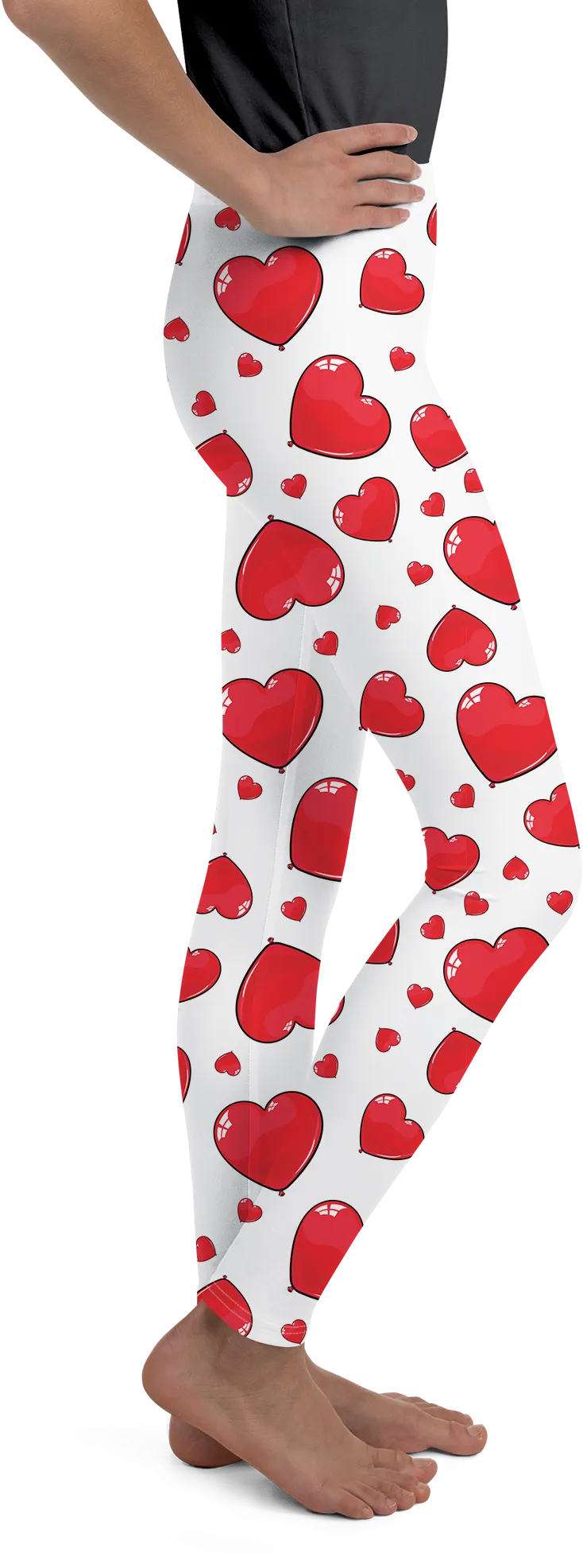 Red Heart Shaped Balloons Youth Leggings