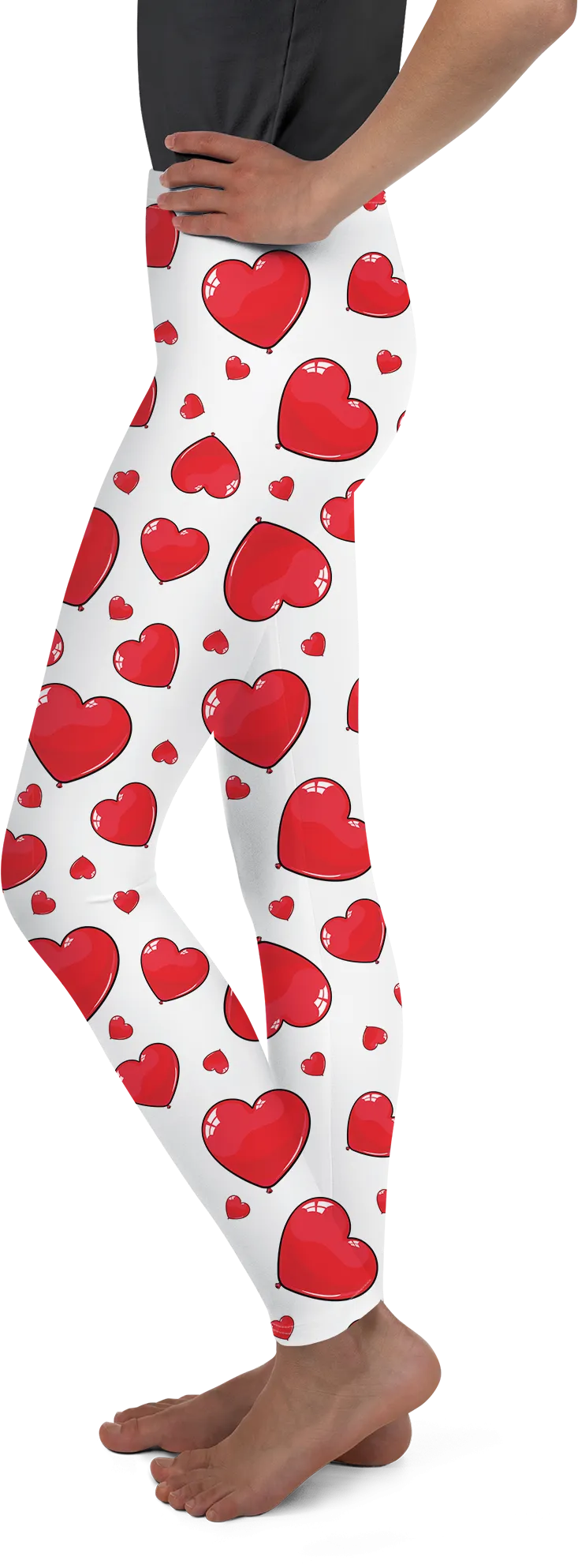 Red Heart Shaped Balloons Youth Leggings